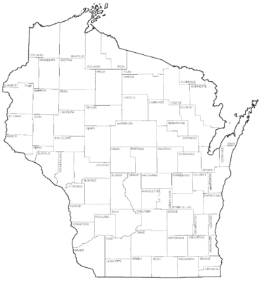 Outline of Wisconsin counties